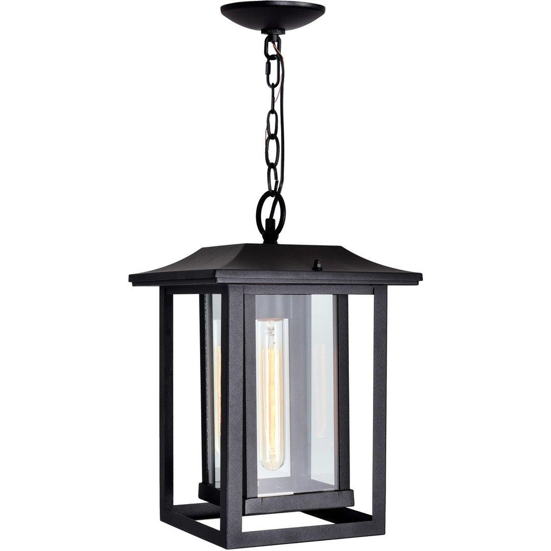 Black Double Frame with Clear Glass Rectangular Outdoor Pendant - LV LIGHTING