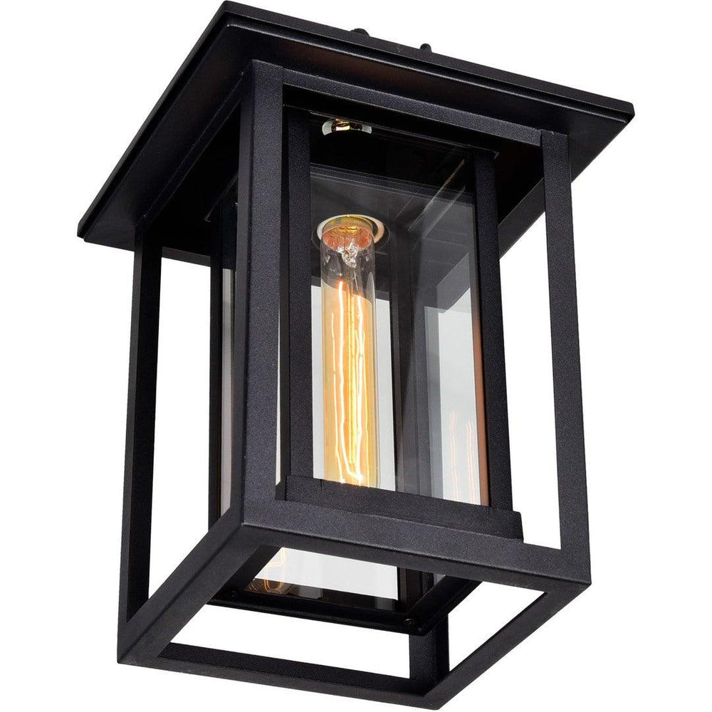 Black Double Frame with Clear Glass Rectangular Outdoor Pendant - LV LIGHTING
