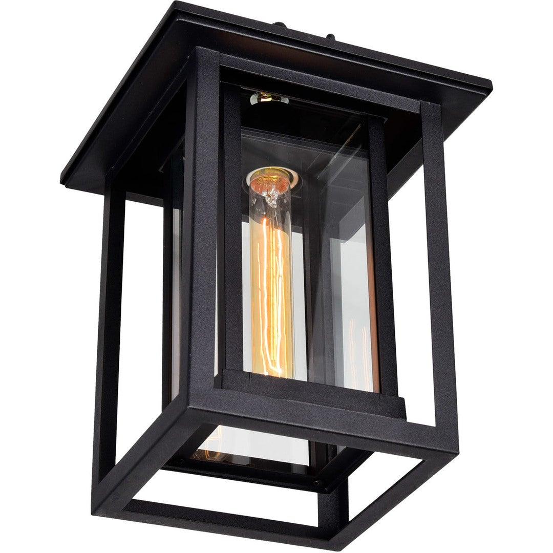 Black Double Frame with Clear Glass Rectangular Outdoor Pendant - LV LIGHTING
