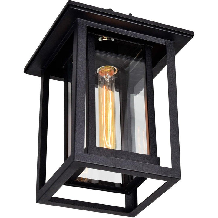 Black Double Frame with Clear Glass Rectangular Outdoor Pendant - LV LIGHTING