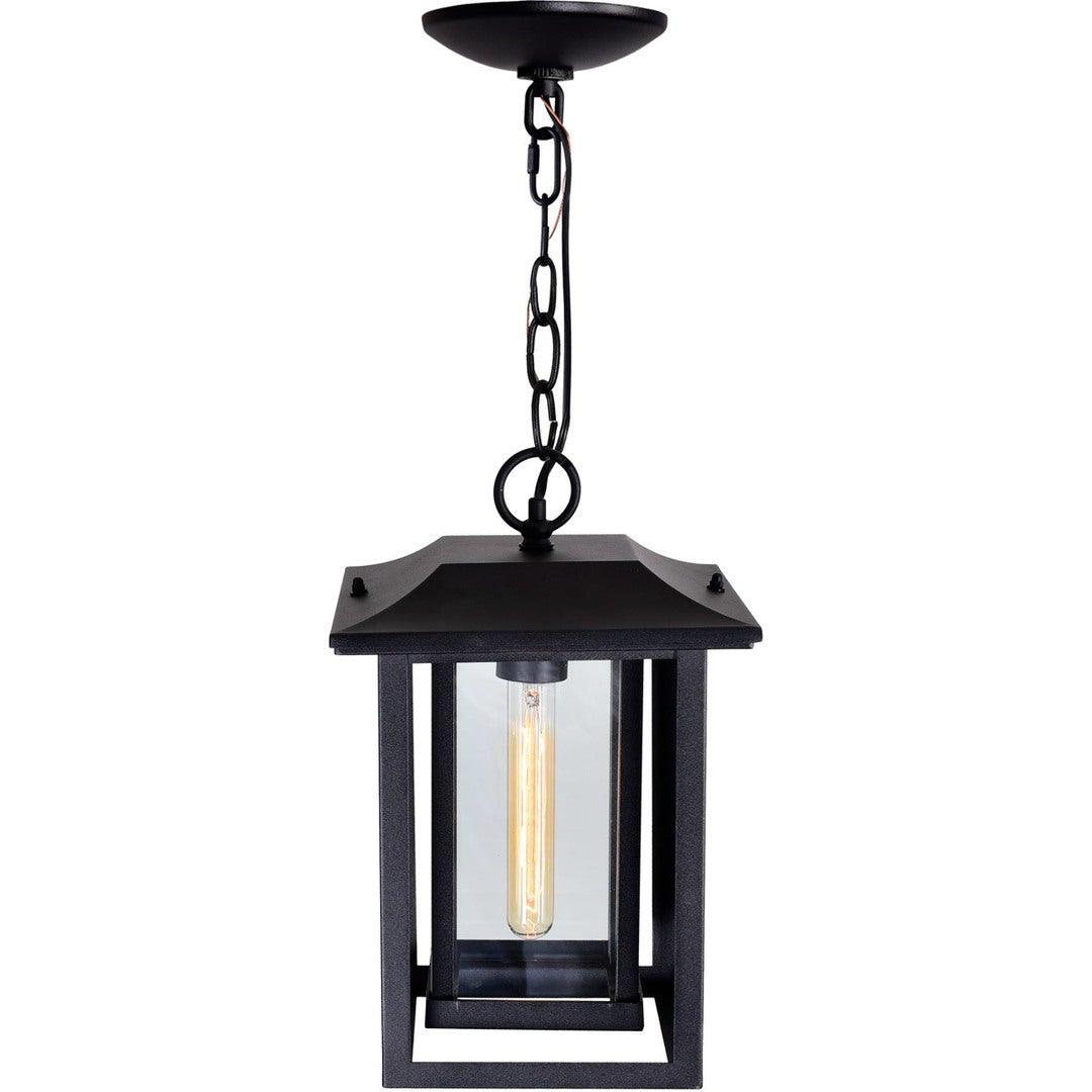 Black Double Frame with Clear Glass Rectangular Outdoor Pendant - LV LIGHTING