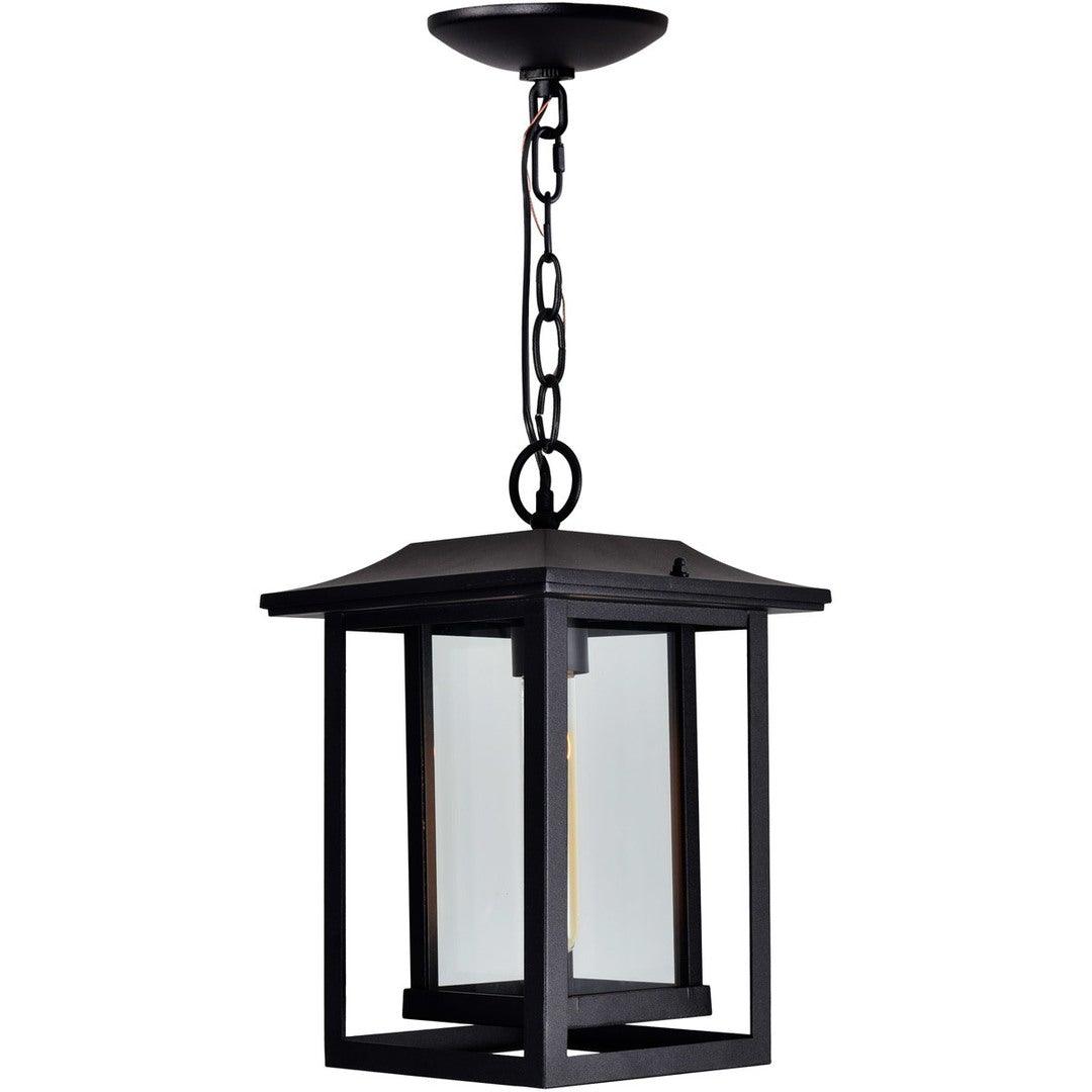 Black Double Frame with Clear Glass Rectangular Outdoor Pendant - LV LIGHTING