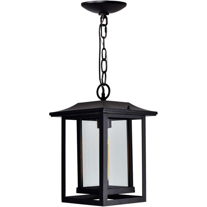 Black Double Frame with Clear Glass Rectangular Outdoor Pendant - LV LIGHTING