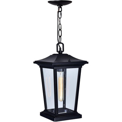 Black with Clear Glass Rectangular Outdoor Pendant - LV LIGHTING