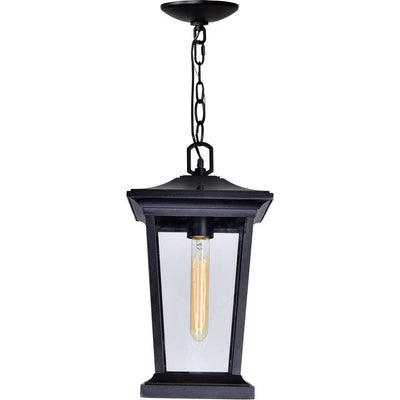 Black with Clear Glass Rectangular Outdoor Pendant - LV LIGHTING