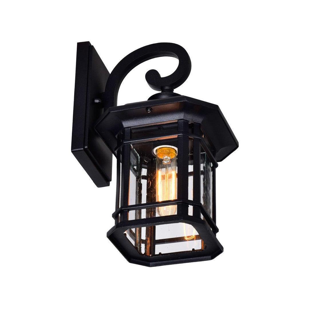 Black with Clear Seedy Glass Outdoor Wall Sconce - LV LIGHTING