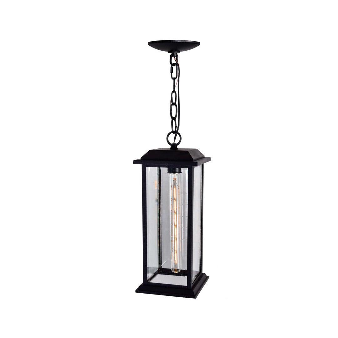Black with Clear Glass Shade Rectangular Outdoor Pendant - LV LIGHTING