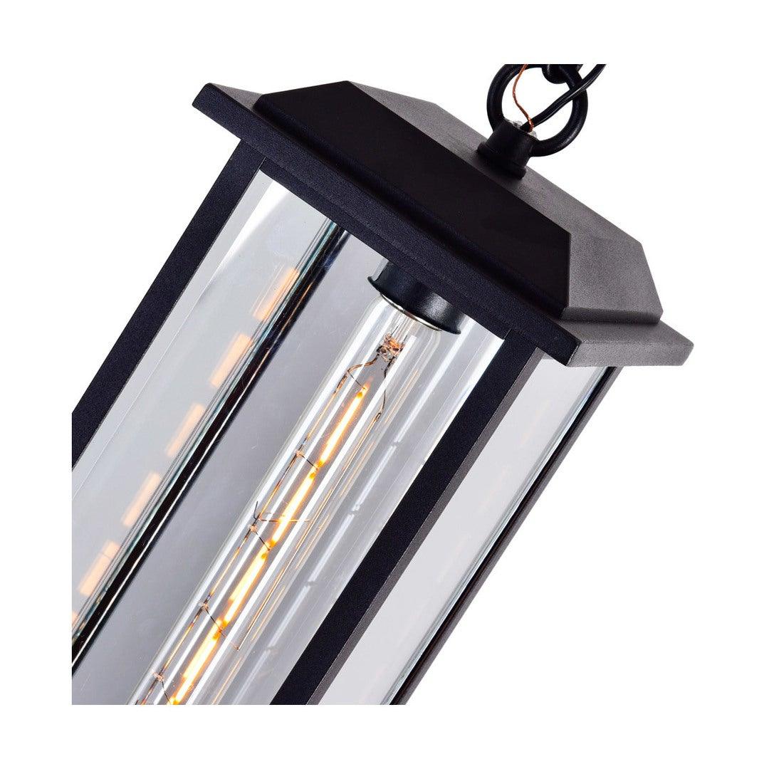 Black with Clear Glass Shade Rectangular Outdoor Pendant - LV LIGHTING