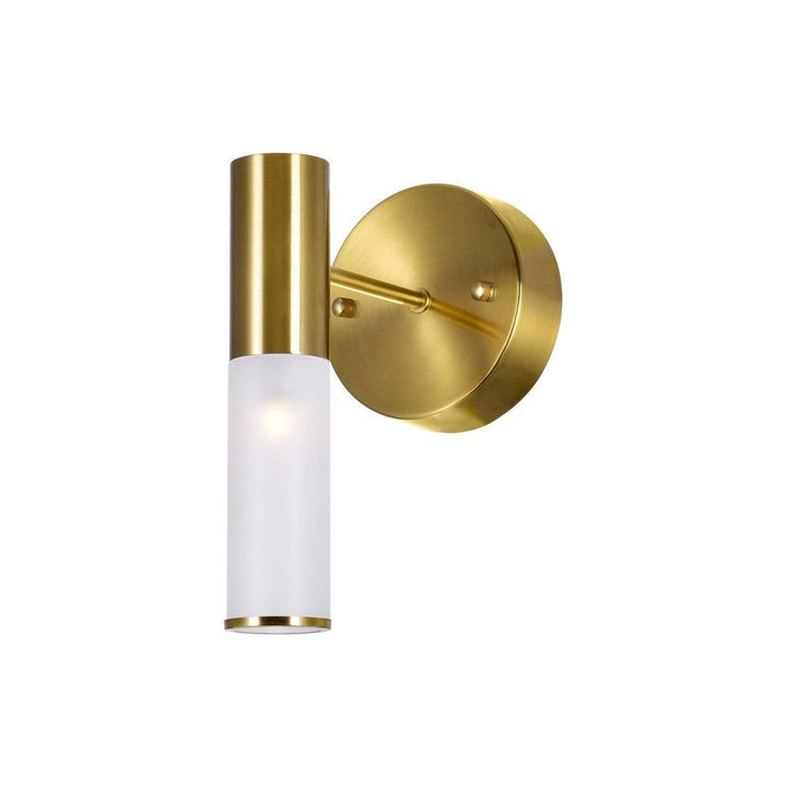 Brass with Frosted Cylindrical Glass Tube Wall Sconce - LV LIGHTING