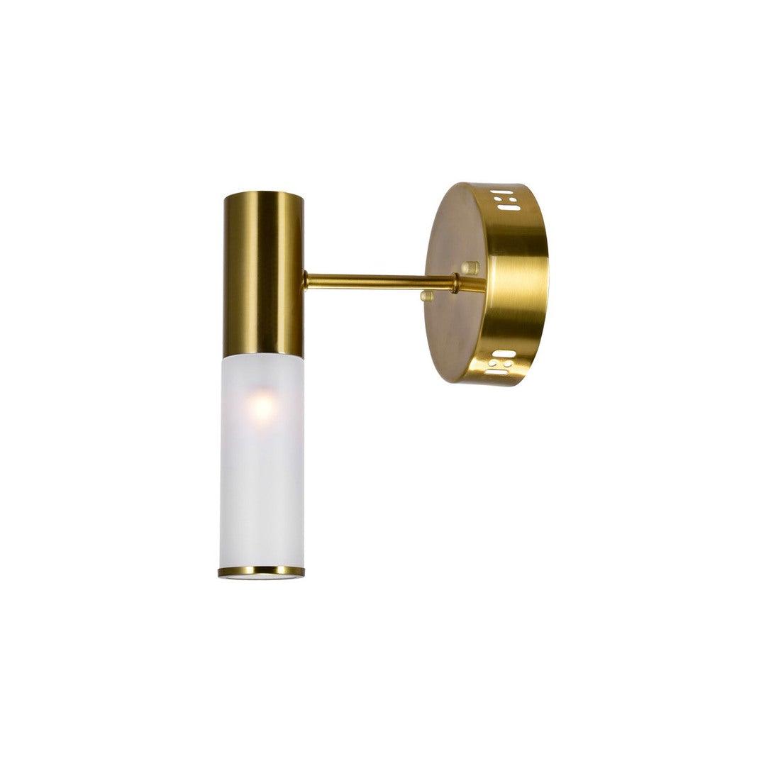 Brass with Frosted Cylindrical Glass Tube Wall Sconce - LV LIGHTING