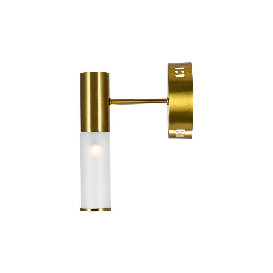 Brass with Frosted Cylindrical Glass Tube Wall Sconce - LV LIGHTING