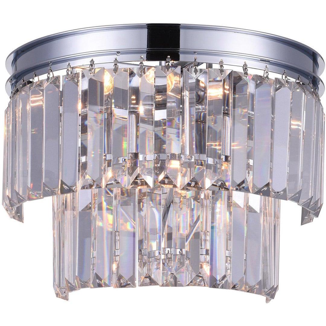 Chrome with Crystal Rod Half Round Wall Sconce - LV LIGHTING