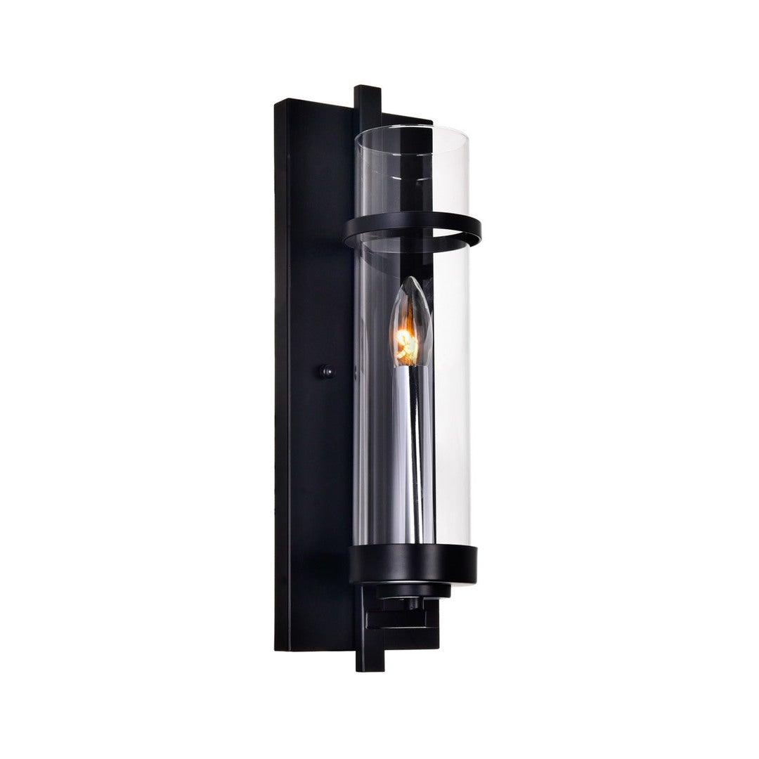 Black with Clear Cylindrical Glass Shade Wall Sconce - LV LIGHTING