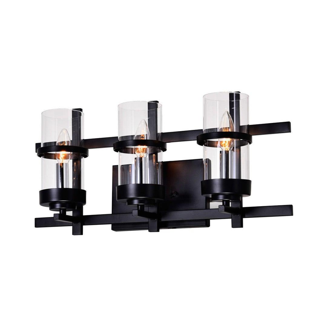 Black with Clear Cylindrical Glass Shade Vanity Light - LV LIGHTING
