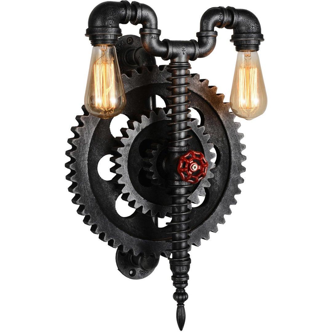 Grey Gear and Pipe Wall Sconce - LV LIGHTING