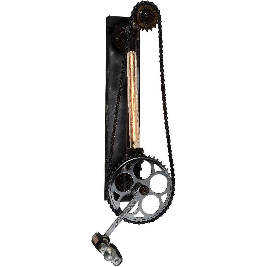 Silver Grey Pedal with Gear and Chain Wall Sconce - LV LIGHTING