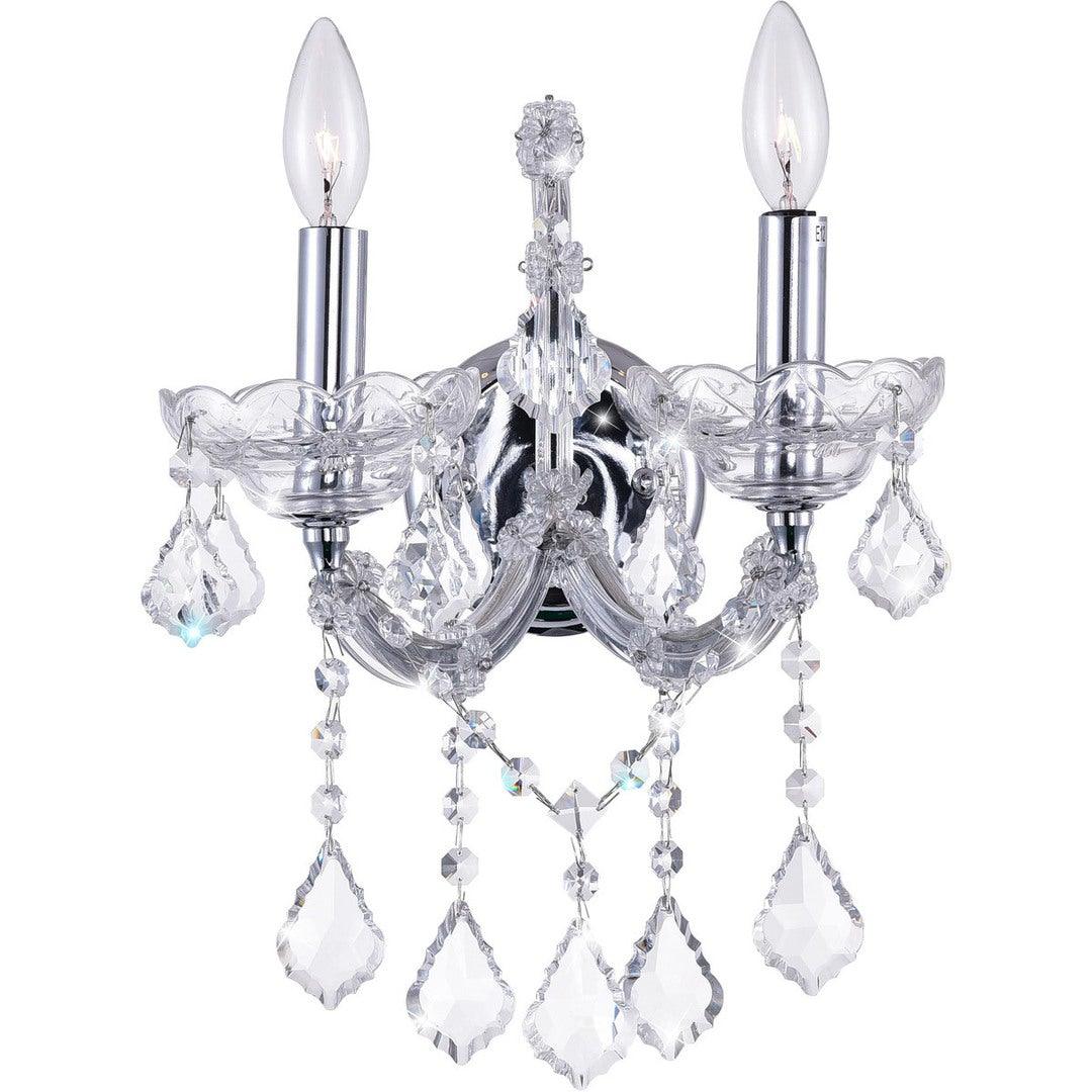 Chrome with Crystal Drop and Strand Wall Sconce - LV LIGHTING