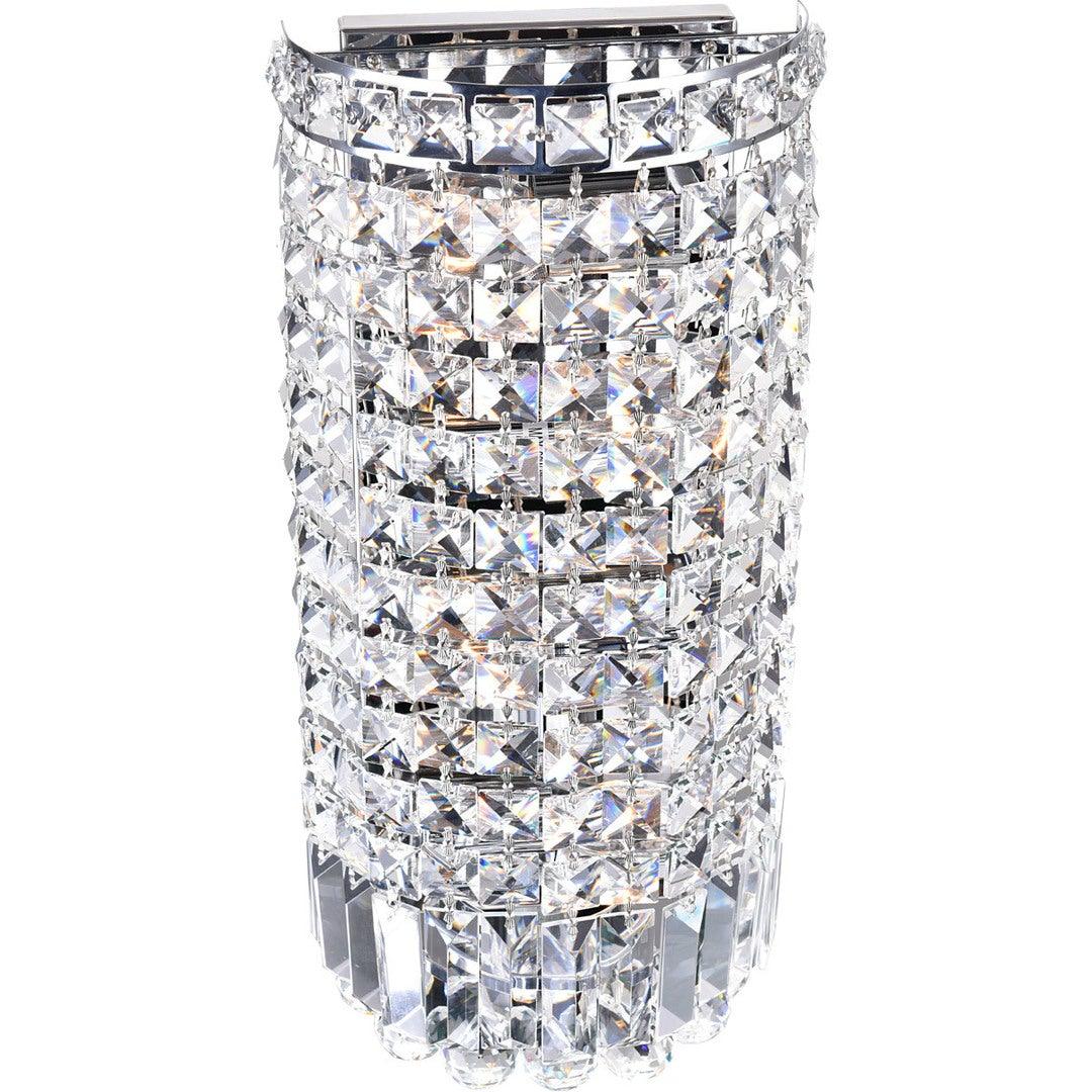 Chrome with Clear Crystal Drop and Strand Wall Sconce - LV LIGHTING
