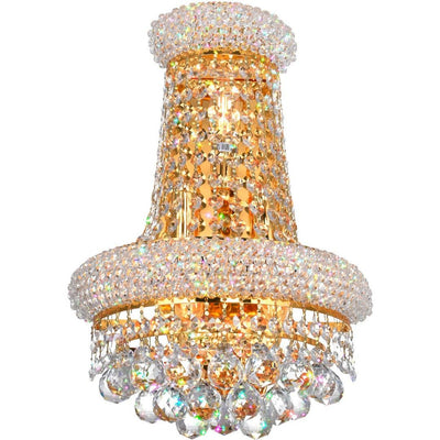 Gold with Clear Crystal Drop and Strand Wall Sconce - LV LIGHTING