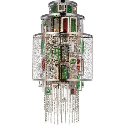 Steel Mesh Shade with Colored Crystal and Chain Wall Sconce - LV LIGHTING