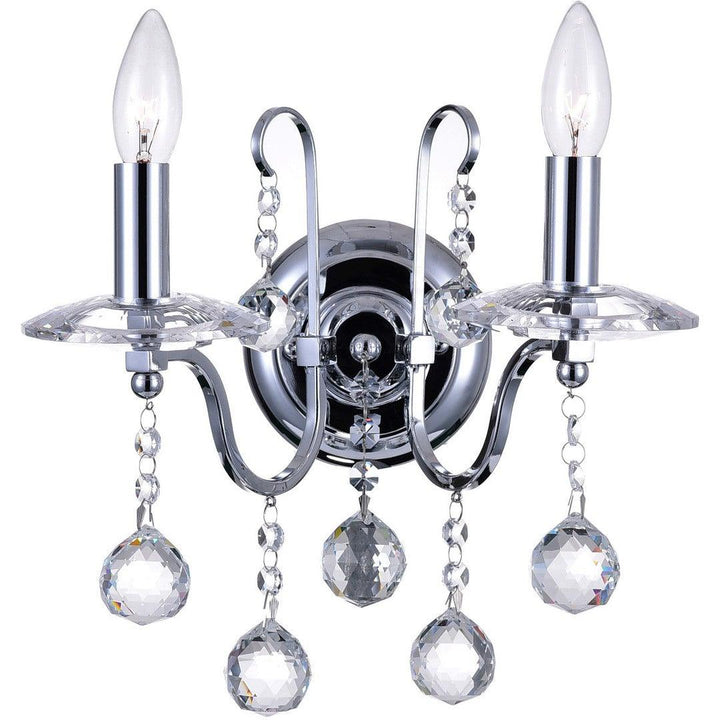Chrome with Crystal Drop Wall Sconce - LV LIGHTING