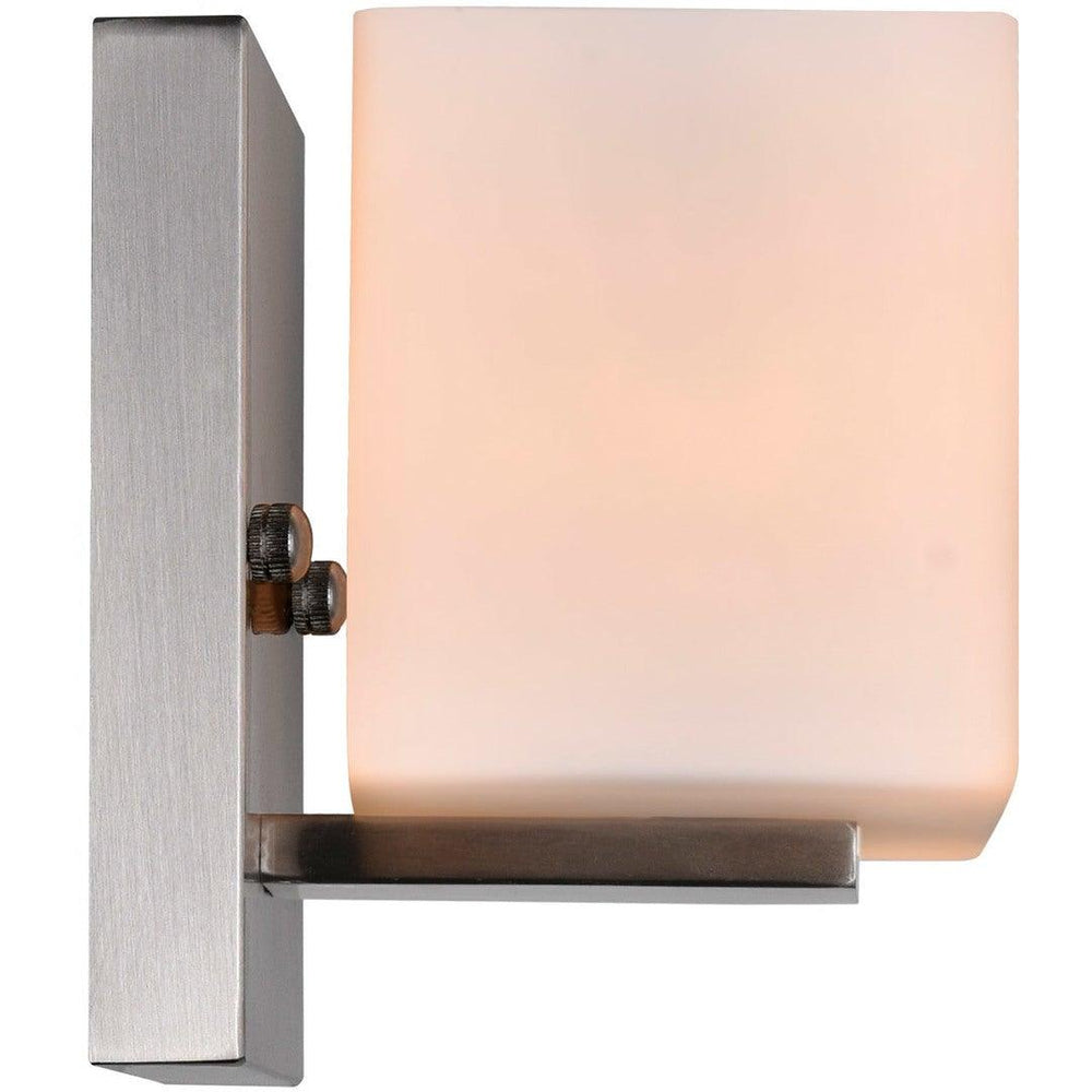 Satin Nickel with Frosted Cube Glass Wall Sconce - LV LIGHTING