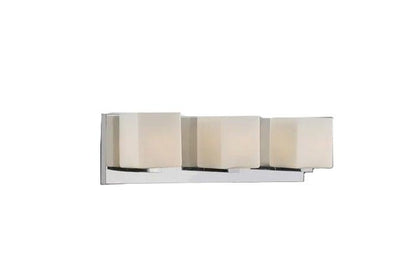 Satin Nickel with Frosted Cube Glass Shade Vanity Light - LV LIGHTING