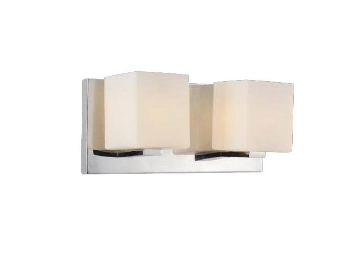 Satin Nickel with Frosted Cube Glass Shade Vanity Light - LV LIGHTING