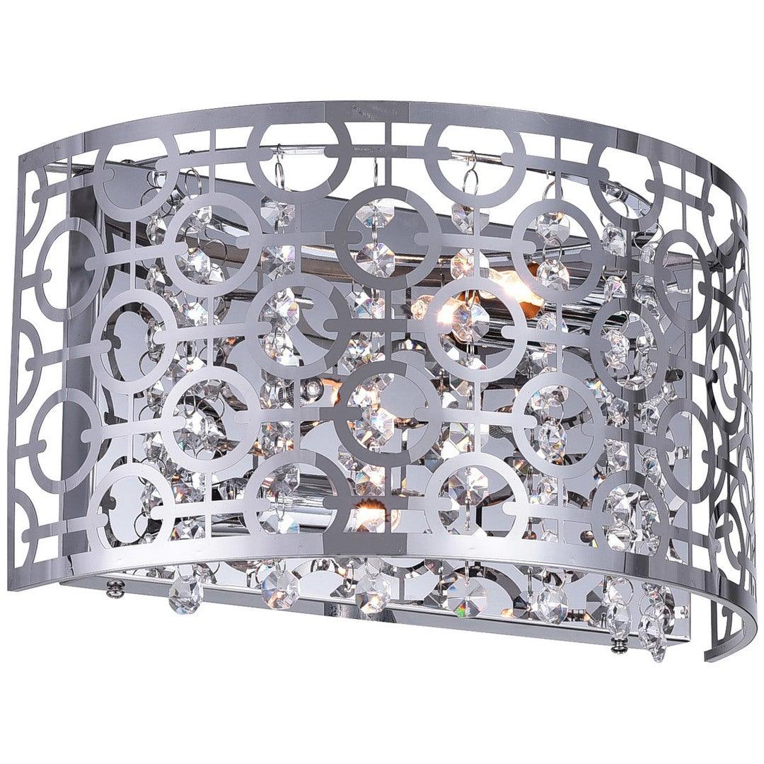 Chrome with Ring Shade and Clear Crystal Strand Wall Sconce - LV LIGHTING