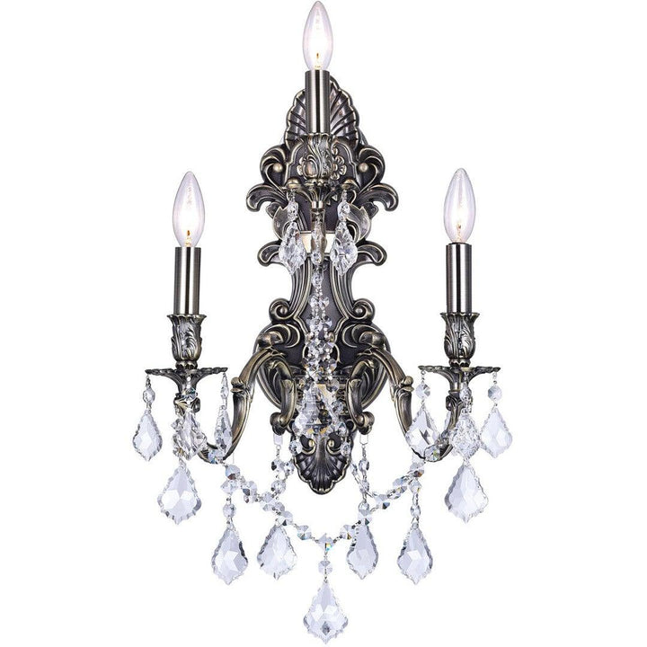Steel with Crystal Drop and Strand Wall Sconce - LV LIGHTING