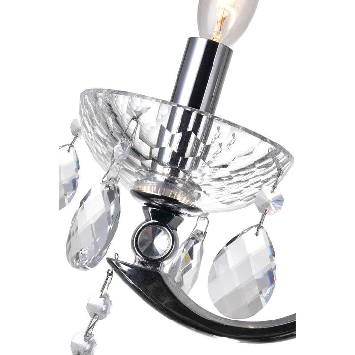 Chrome with Crystal Drop Single Light Wall Sconce - LV LIGHTING