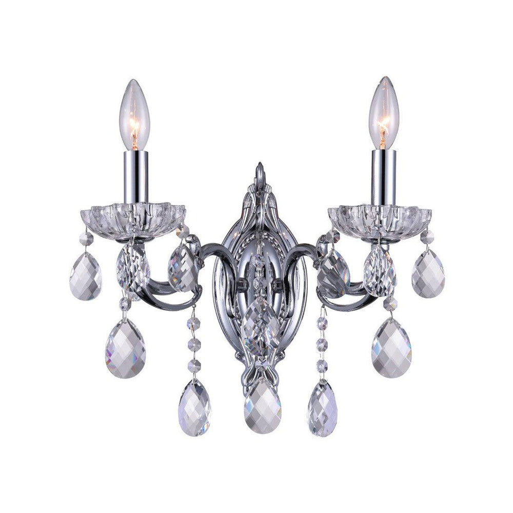 Steel with Crystal Drop and Strand Wall Sconce - LV LIGHTING