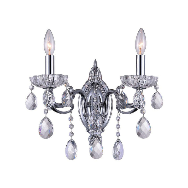 Steel with Crystal Drop and Strand Wall Sconce - LV LIGHTING