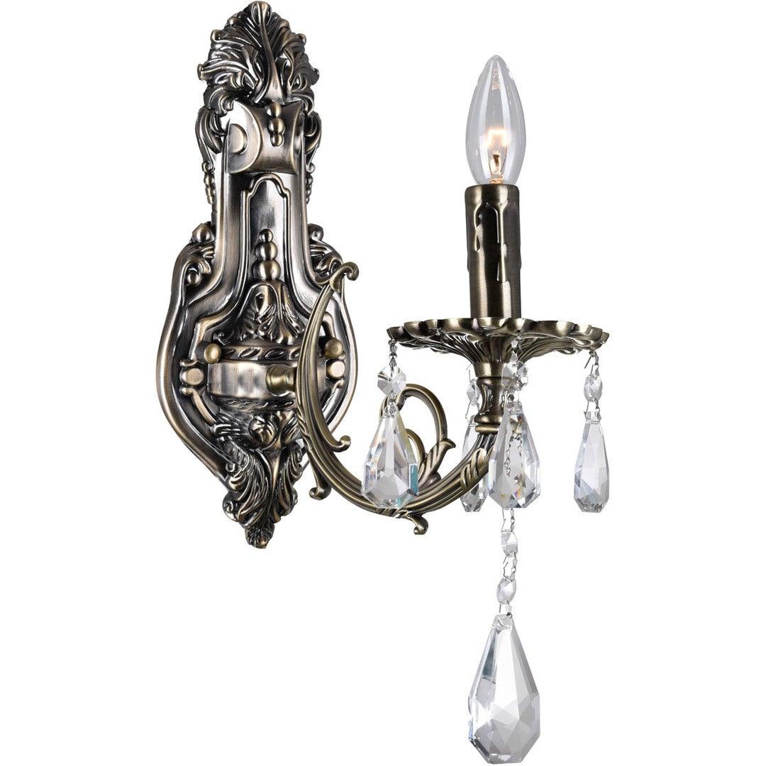 Antique Brass with Crystal Strand and Drop Wall Sconce - LV LIGHTING