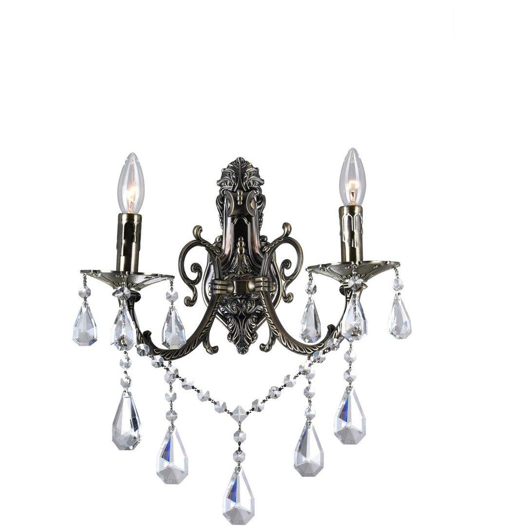 Antique Brass with Crystal Strand and Drop Wall Sconce - LV LIGHTING
