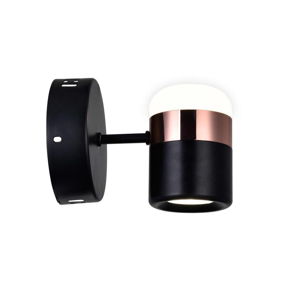 LED Black with Copper Ring Wall Sconce - LV LIGHTING