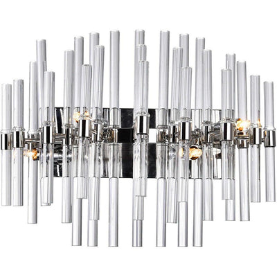 Polished Nickel with Clear Crystal Rod Vanity Light - LV LIGHTING