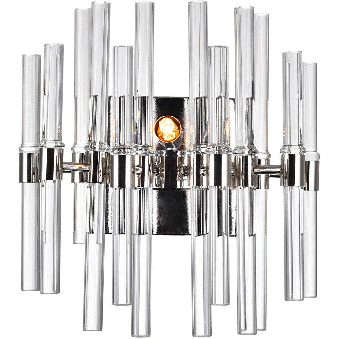 Polished Nickel with Clear Crystal Rod Vanity Light - LV LIGHTING