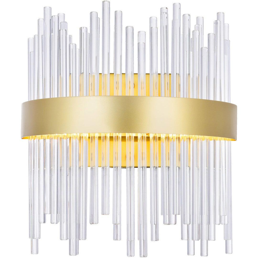 LED Medallion Gold with Clear Crystal Rod Wall Sconce - LV LIGHTING