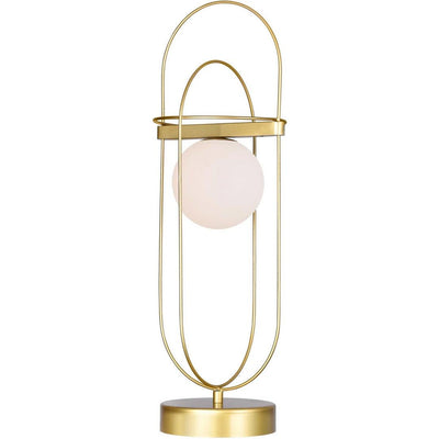 Medallion Gold Oval Frame with Frosted Globe Table Lamp - LV LIGHTING