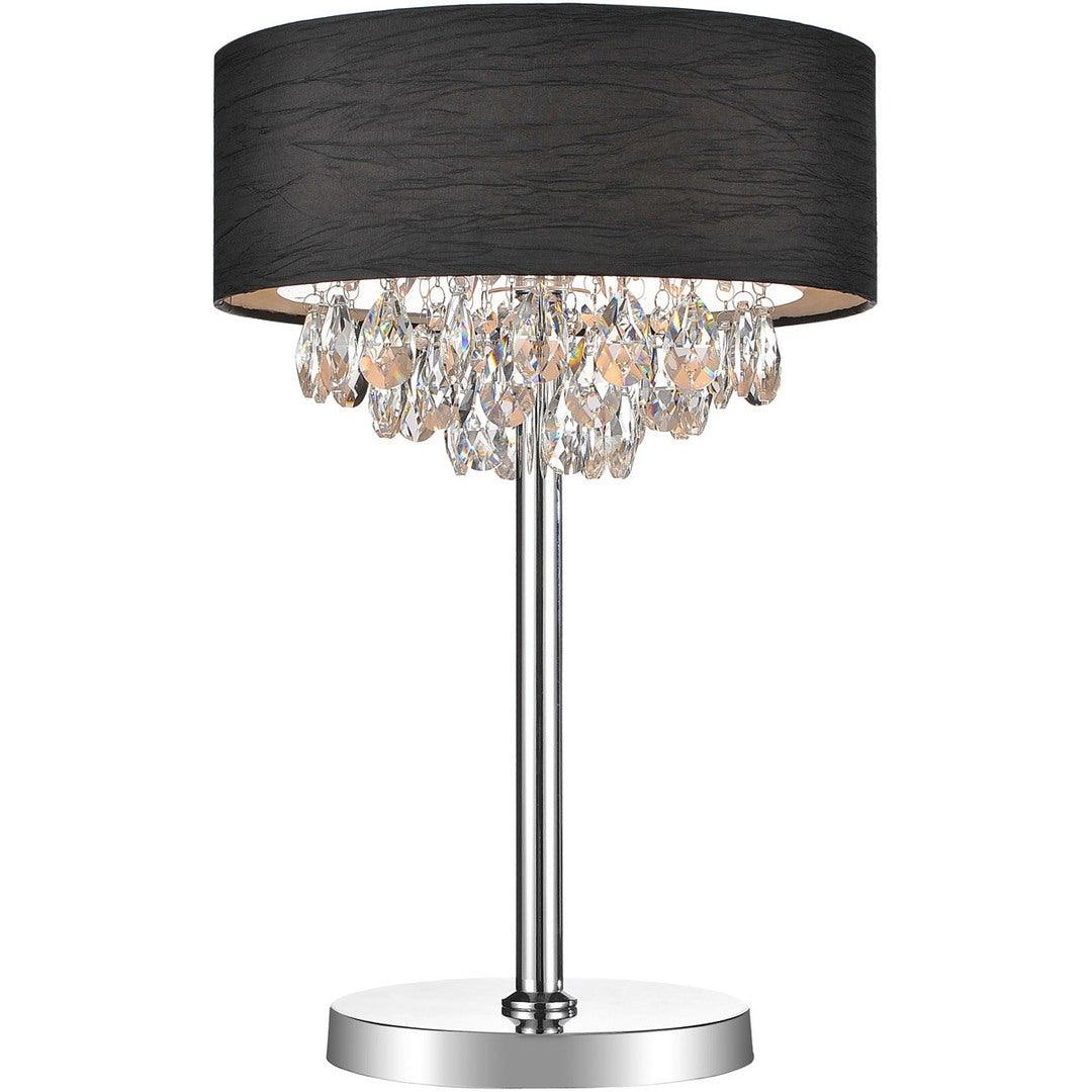 Chrome with Clear Crystal and Fabric Shade Table Lamp - LV LIGHTING