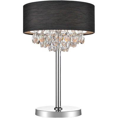 Chrome with Clear Crystal and Fabric Shade Table Lamp - LV LIGHTING