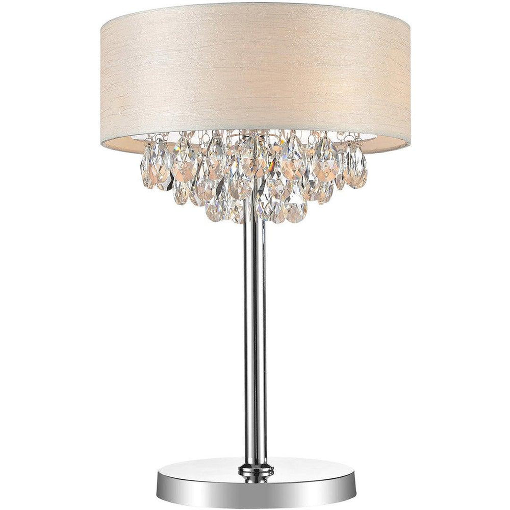 Chrome with Clear Crystal and Fabric Shade Table Lamp - LV LIGHTING