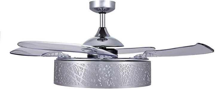 Chrome Shade with Retractable Clear Blade Ceiling Fan - LV LIGHTING