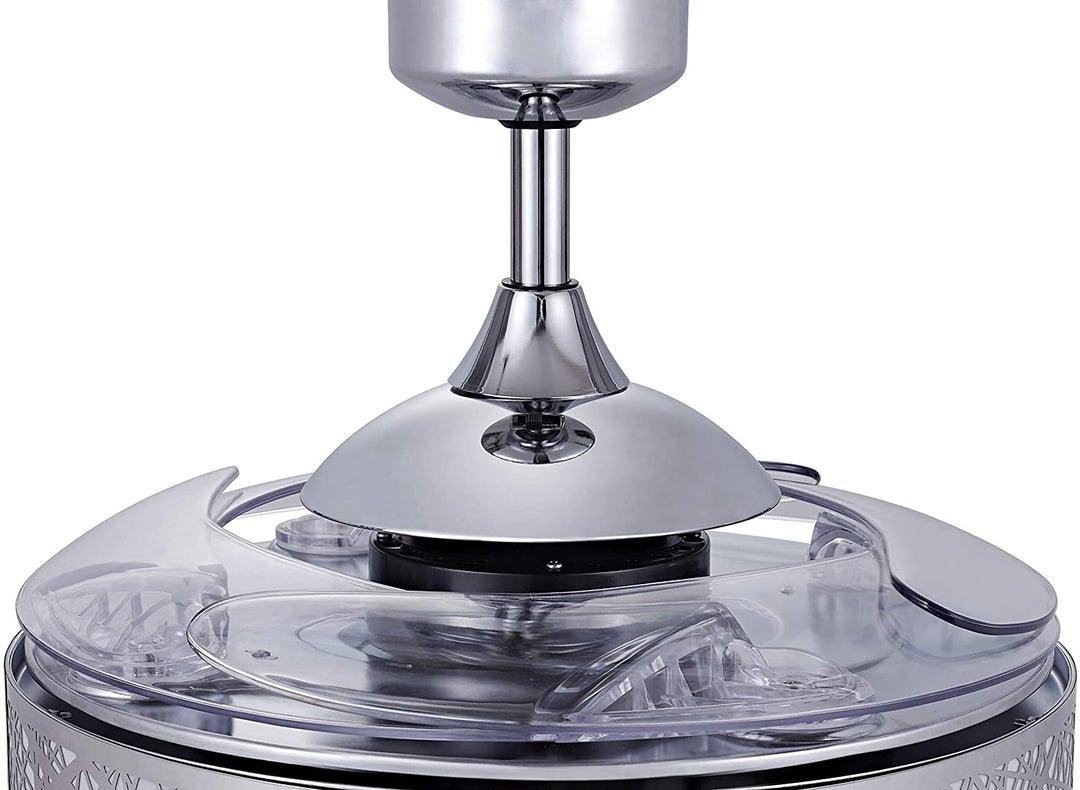 Chrome Shade with Retractable Clear Blade Ceiling Fan - LV LIGHTING