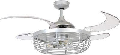 Steel with Basket Shade Retractable Blade Ceiling Fan - LV LIGHTING
