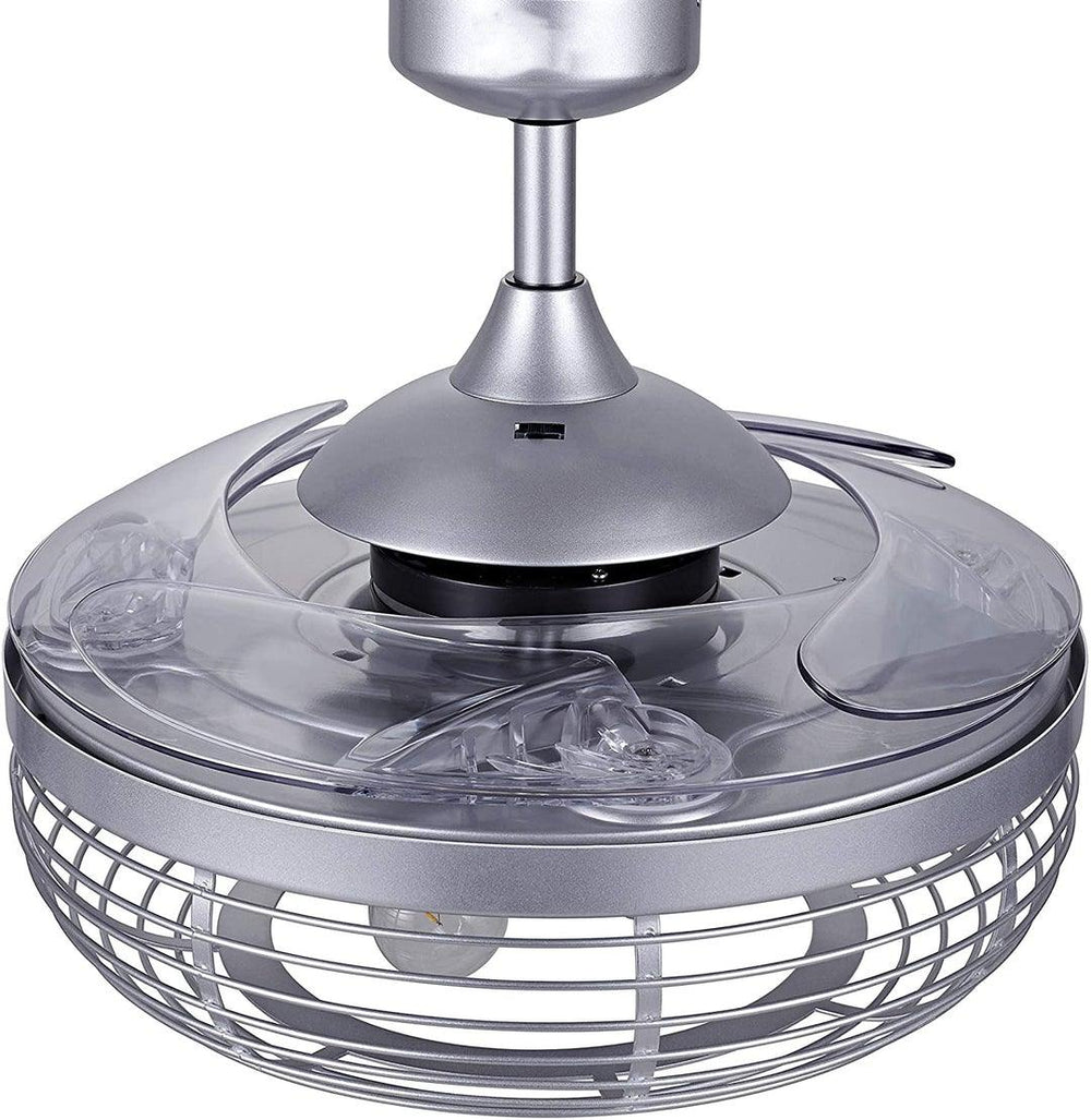 Steel with Basket Shade Retractable Blade Ceiling Fan - LV LIGHTING