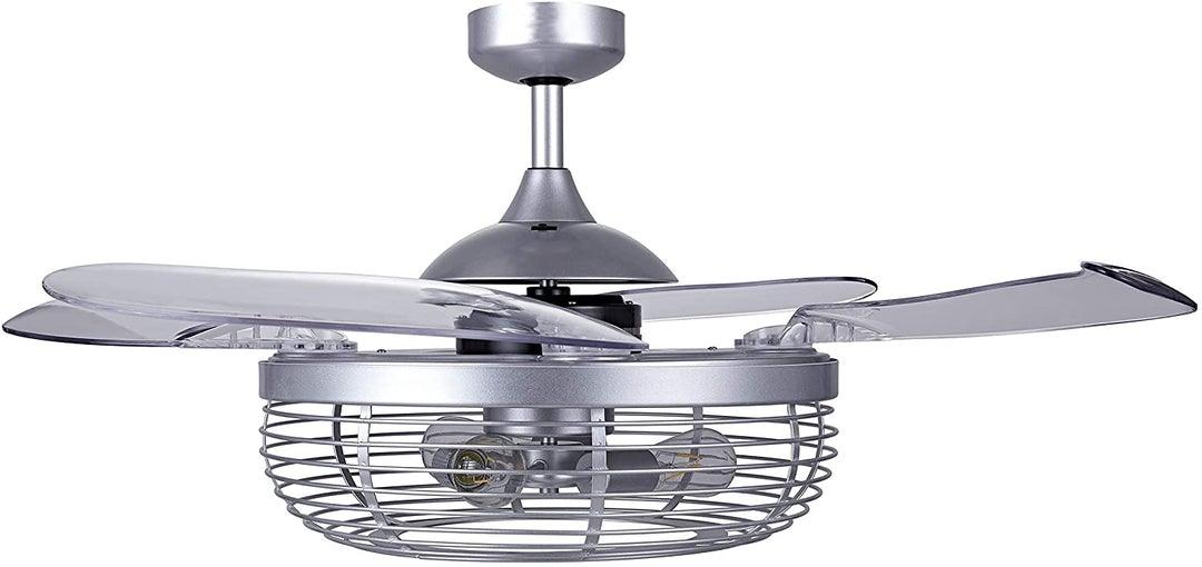Steel with Basket Shade Retractable Blade Ceiling Fan - LV LIGHTING