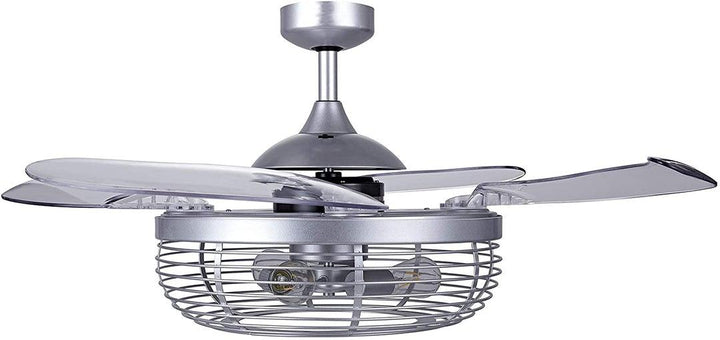 Steel with Basket Shade Retractable Blade Ceiling Fan - LV LIGHTING