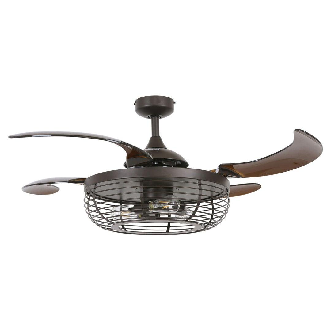 Steel with Basket Shade Retractable Blade Ceiling Fan - LV LIGHTING
